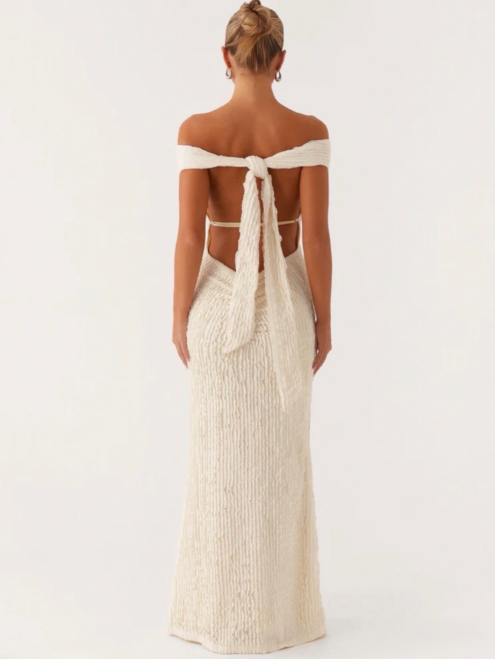 Peppermayo Cream One-Shoulder Ribbed Knit Gown - Picture 2 of 3